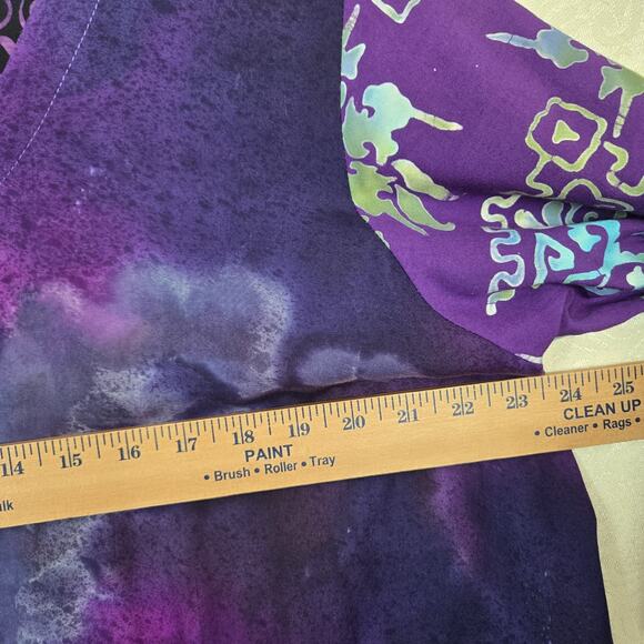 Wild Thing Chico Ca Wild Woman Tunic Top sz S/M Purple Mixed Print Boho - Picture 12 of 14